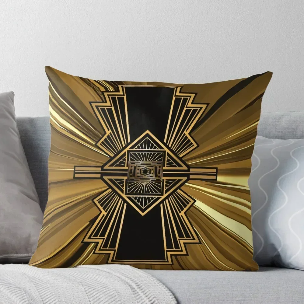 

Art Deco Nouveau Black and Gold Shimmer Trendy Geometric Design Throw Pillow Luxury Pillow Case Pillowcase Cushion pillow