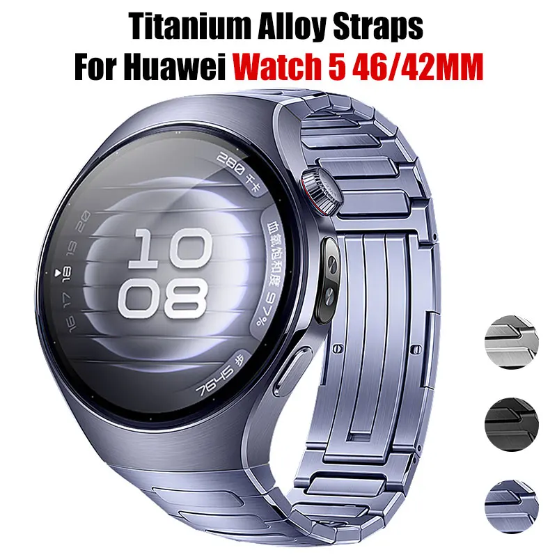 Luxury Titanium Alloy Straps For Huawei Watch 5 46MM No Gaps Metal Band For Huawei Watch 5 42mm Business Watch Bands Accessories