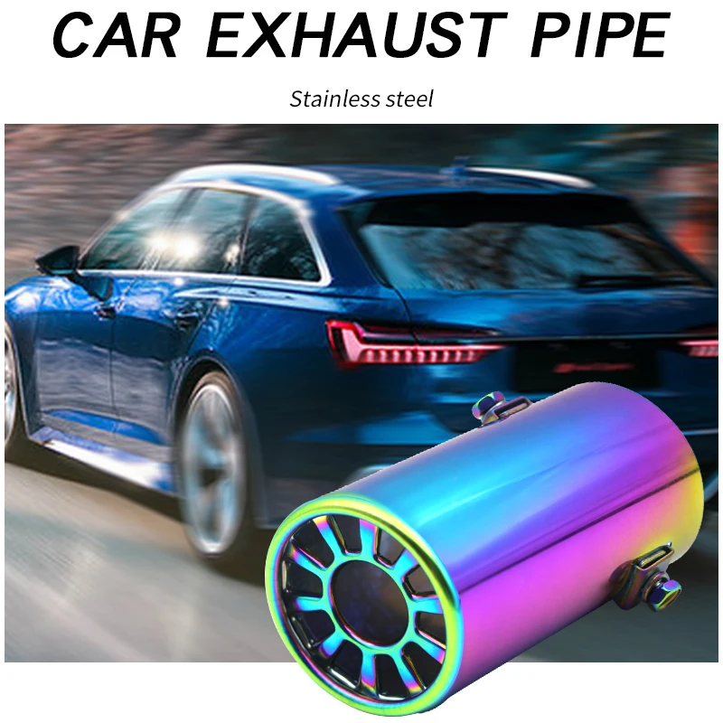 1Pcs Universal Car Exhaust Muffler Tip Stainless Steel Car Exhaust Muffler Tip Pipes Auto Tail Rear Tip Decoration Accessories