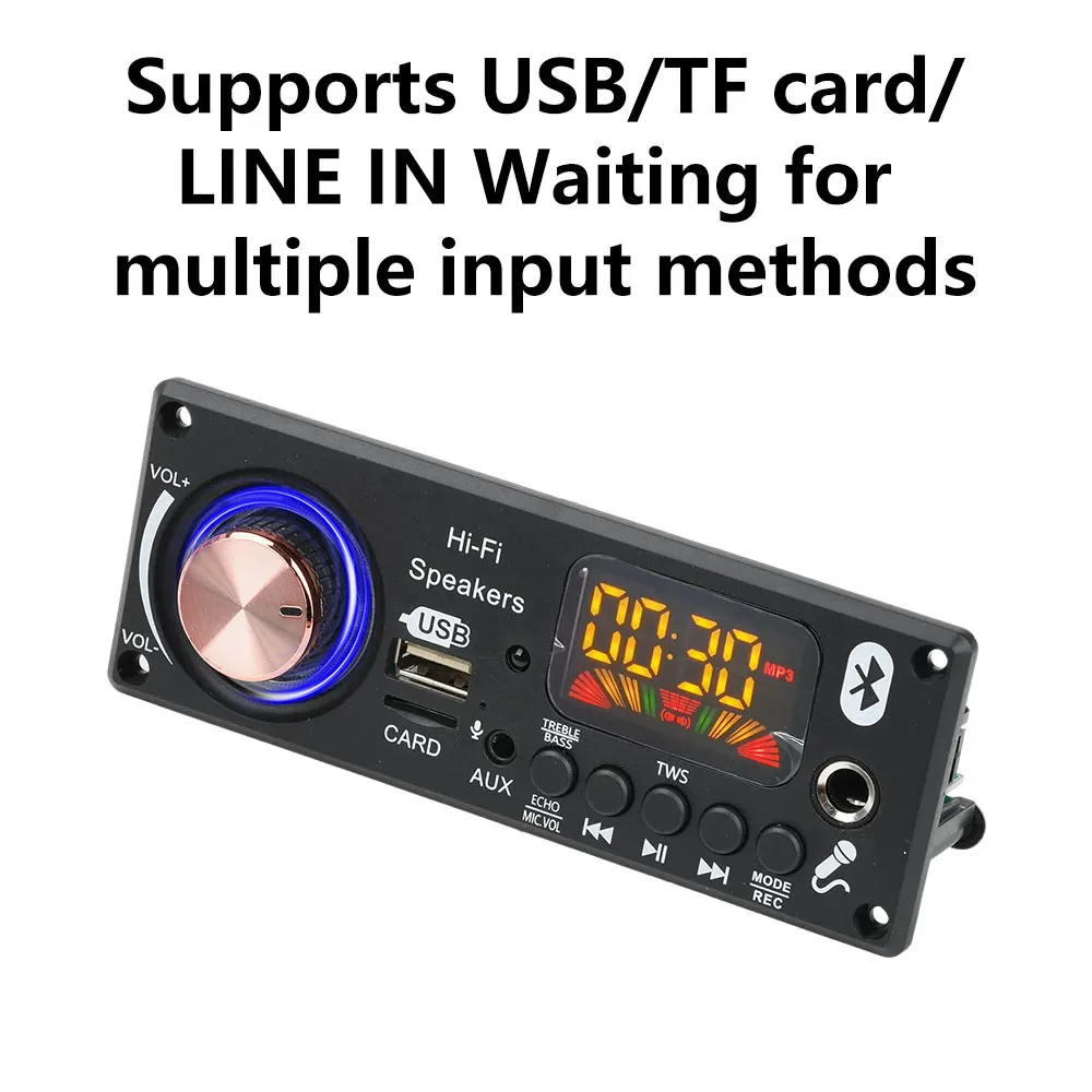 DC12V MP3 Bluetooth Decoder Board BT5.3 Amplifier Car Audio DIY Music Player FM Radio Module RGB TF AUX USB Mic Record WAV APE image 2