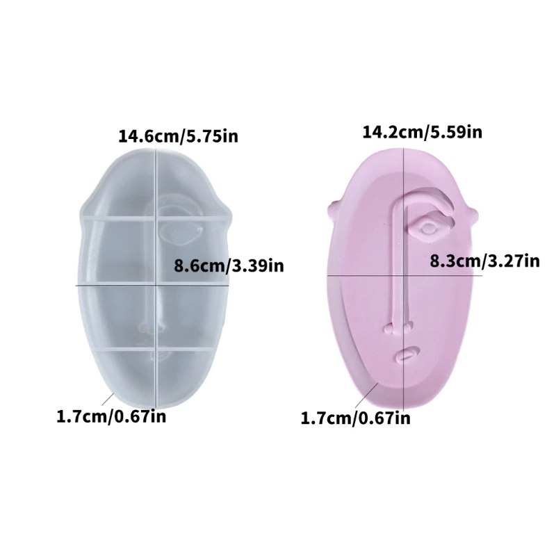 Molde bandeja silicona con forma cara abstracta, vajilla molde hecho a mano para decoración del hogar, molde