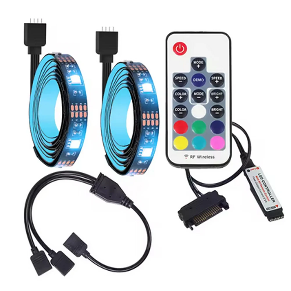 

Корпус компьютера ПК Светодиодная лента RGB Светодиодная лента 5050, полный комплект с интерфейсом источника питания SATA и пультом дистанционного управления