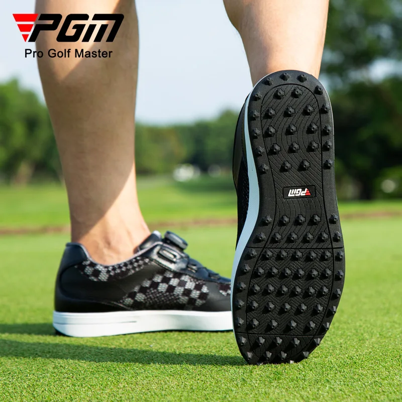PGM Men Golf Shoes New Breathable Mesh Rotating Laces Rubber Spikes