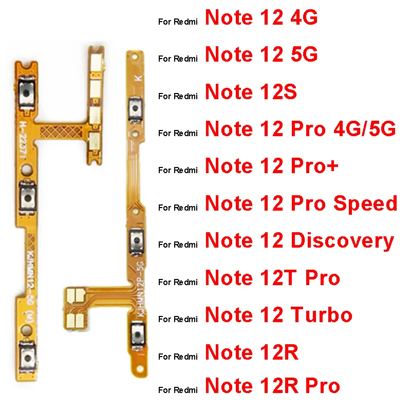 Power Volume Flex Cable For Xiaomi Redmi Note 12 12T 12R 12S Pro Plus Speed Discovery Turbo 4G 5G Side Keys Flex Cable