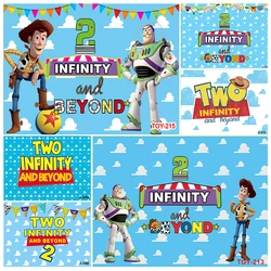 Two Infinity and Beyond Backdrop for 2nd Birthday Party Supplies Photo Backgrounds Toy Story Theme Baby Shower Banner