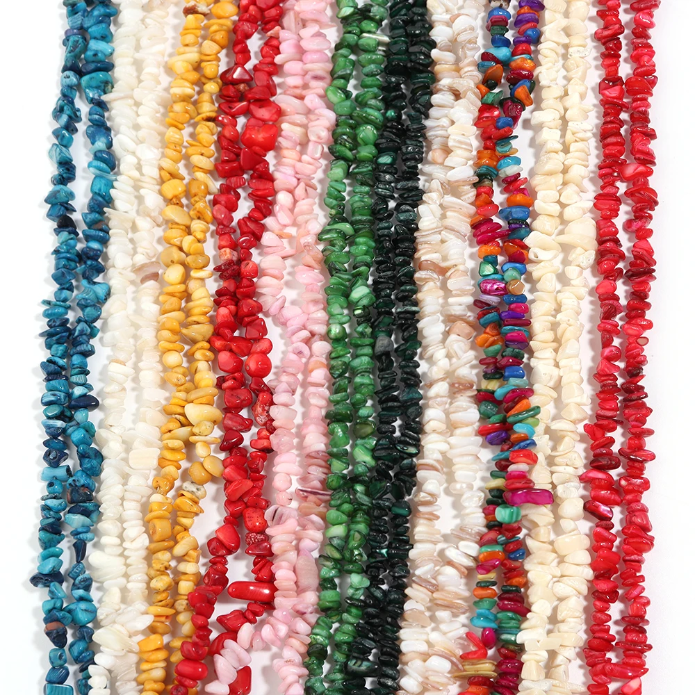 75cm Kies Naturstein Perlen unregelmäßige Muschel Koralle lose Spacer Perle für Schmuck machen DIY Halskette Armband Zubehör