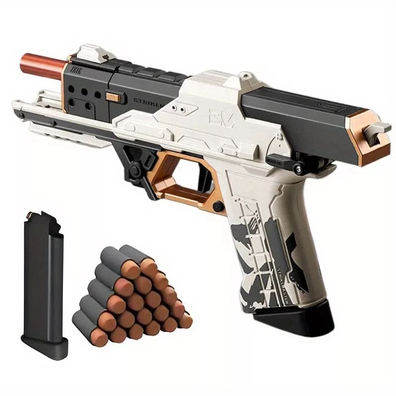 SP-50 Cyberpunk Hand Loaded Toy Pistol Soft Bullet Pistol Toy Gun with Magazine Foam Dart Blaster Toy Shooting Games