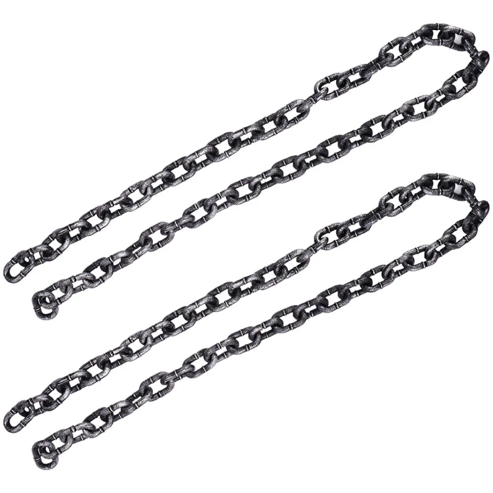 

Plastic Chain Decor for Halloween 2pcs Fake Chain Links Prop Haunted Stage Show Party Decoration Simulation Chain