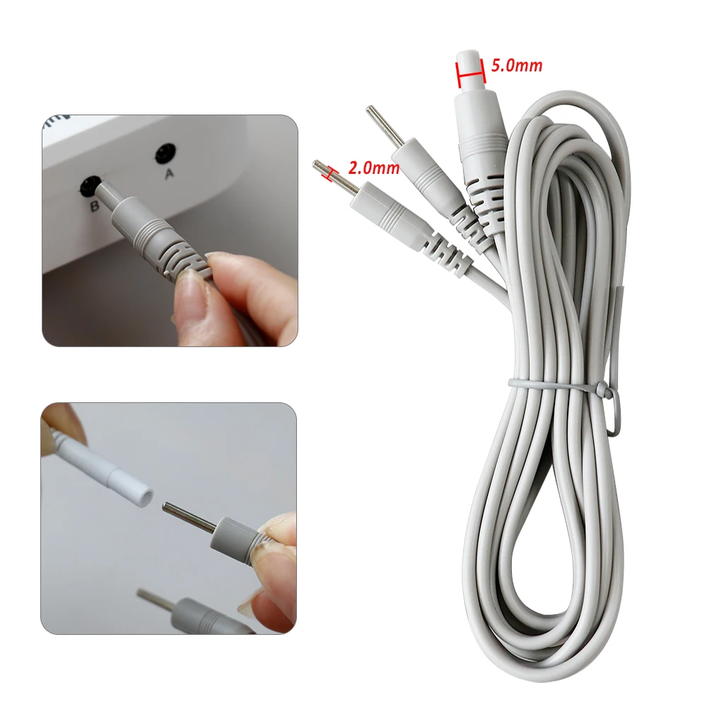 2 Ways TENS Electrode Lead Wires Cable For EMS Muscle Stimulator Massager Connection Electrode Pads Massager Accessories