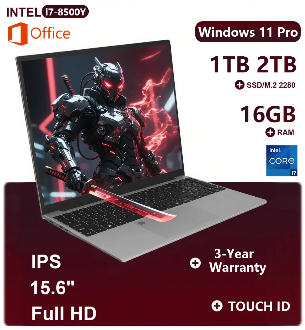 

Windows 11 Intel Core i7 8500Y 16GB RAM 1TB SSD 15.6 Fingerprint Unlock Study Office Pc Laptops