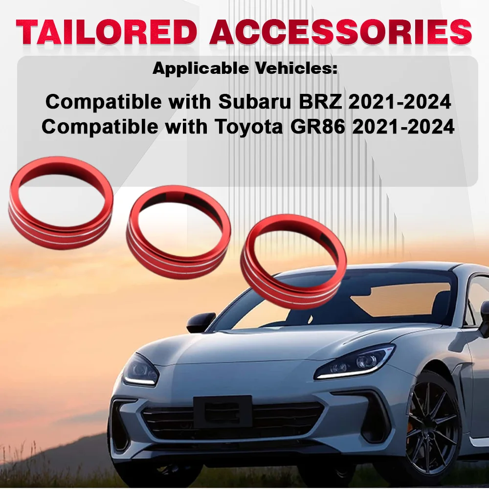 

Car Air Outlet Condition Switch Knob Cover AC Vent Outer Inner Ring Cover Trim For Subaru BRZ Toyota GR86 2021 2022 2023 2024