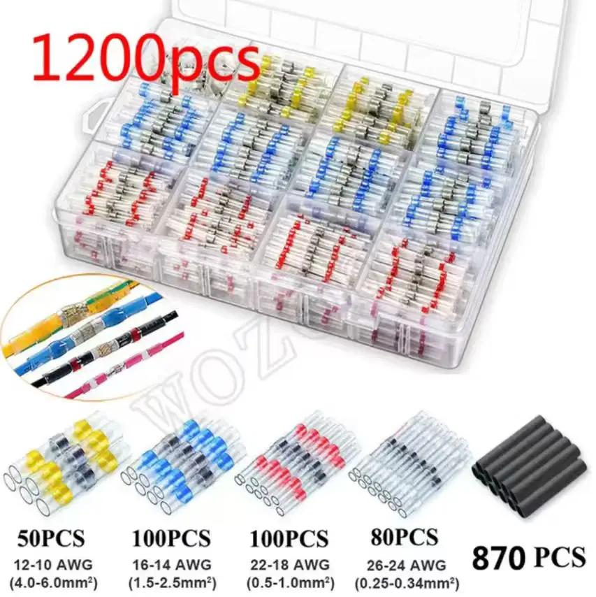 WOZOBUY Krimpkous Draadconnectoren SST21 Waterdichte Mouw AWG22-18 Butt Elektrische Splice Vertind Soldeer Seal Terminal