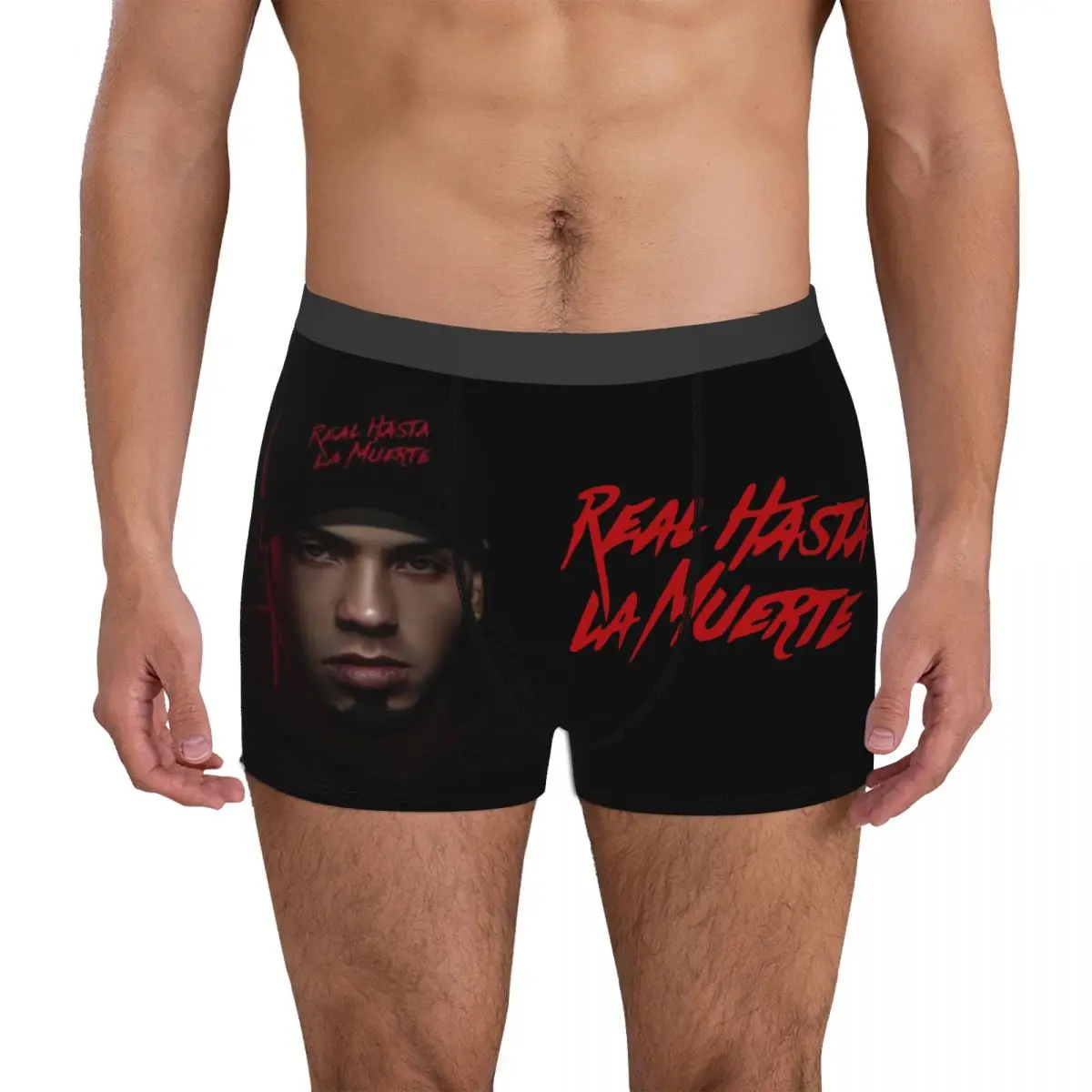 Real Hasta La Muerte Anuel Trap Reggaeton Theme Men Printed Boxer Briefs Underwear Anuel AA Highly Breathable Top Quality Gift