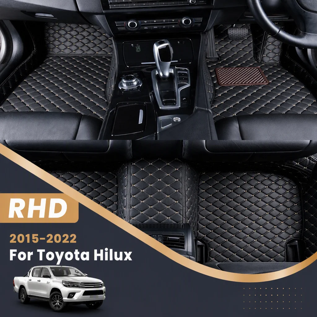 RHD Car Floor Mat for Toyota Hilux 2015 2016 2017 2018 2019 2020 2021 2022 Custom Leather Car Carpet Car Interior Decor Styling
