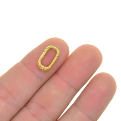 2pcs mini tiny small rope pattern stylish Korea 16mm 0.6inch Fine Solid Brass Oval snap spring hook clasp jewelry DIY Accessory
