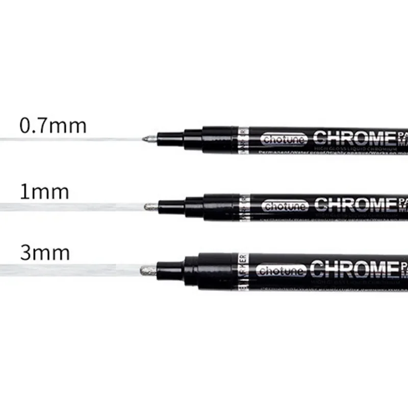 Imagem -06 - Prata Espelho Chrome Marker Tip Canetas de Pintura do Carro Caneta Líquida Permanente para Qualquer Superfície 0.7 mm mm mm 1pc