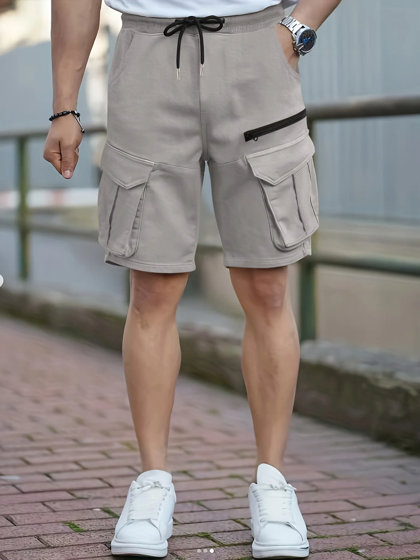 Men's Casual Shorts — Woven, Non-Stretch Fabric — Soft & Comfortable — Simple Solid Color Design — Ideal for Outdoor Jogging — M