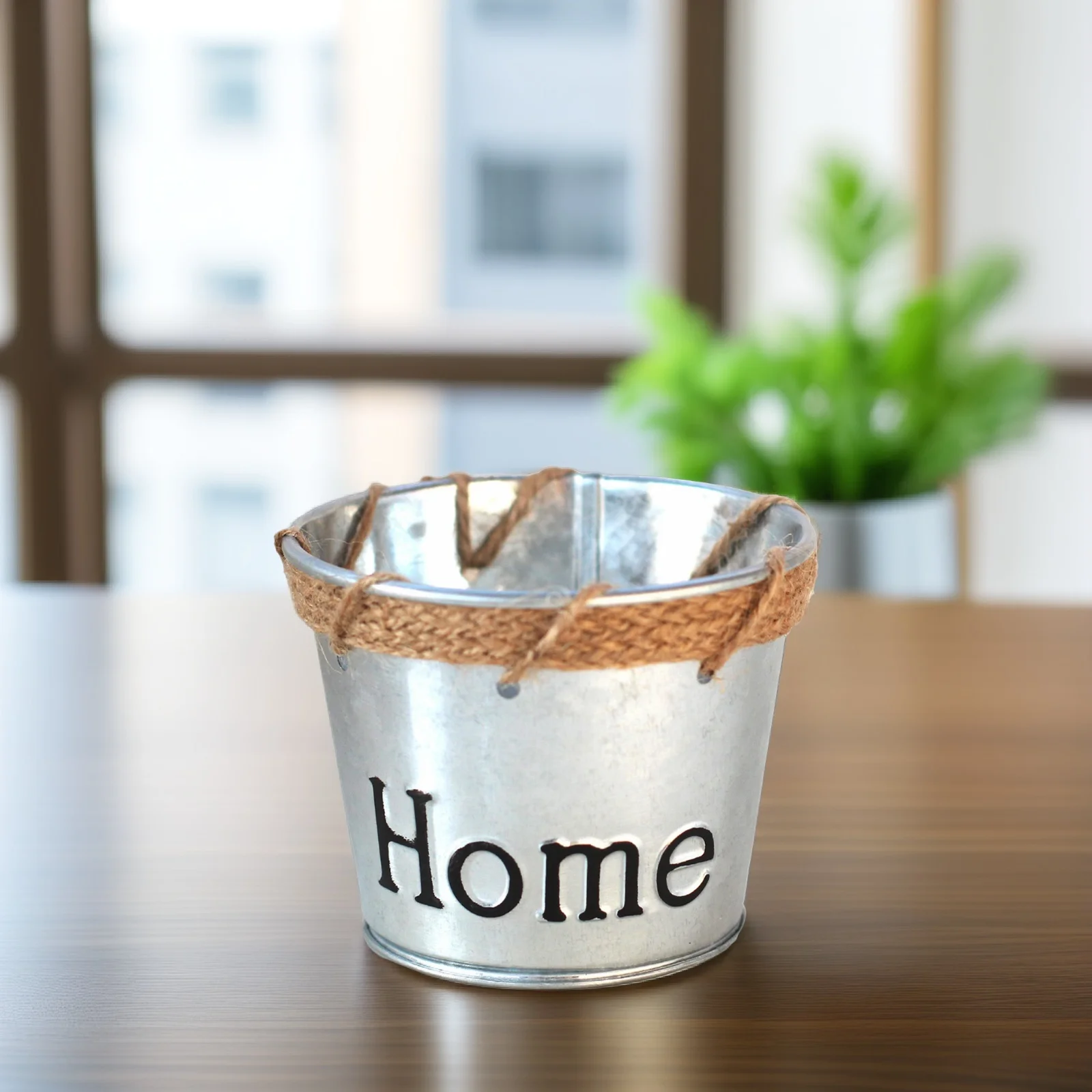 

Iron Flower Pot Vintage Rope Barrel for Plants Succulents Flowers Rustic Decoration Planter Container