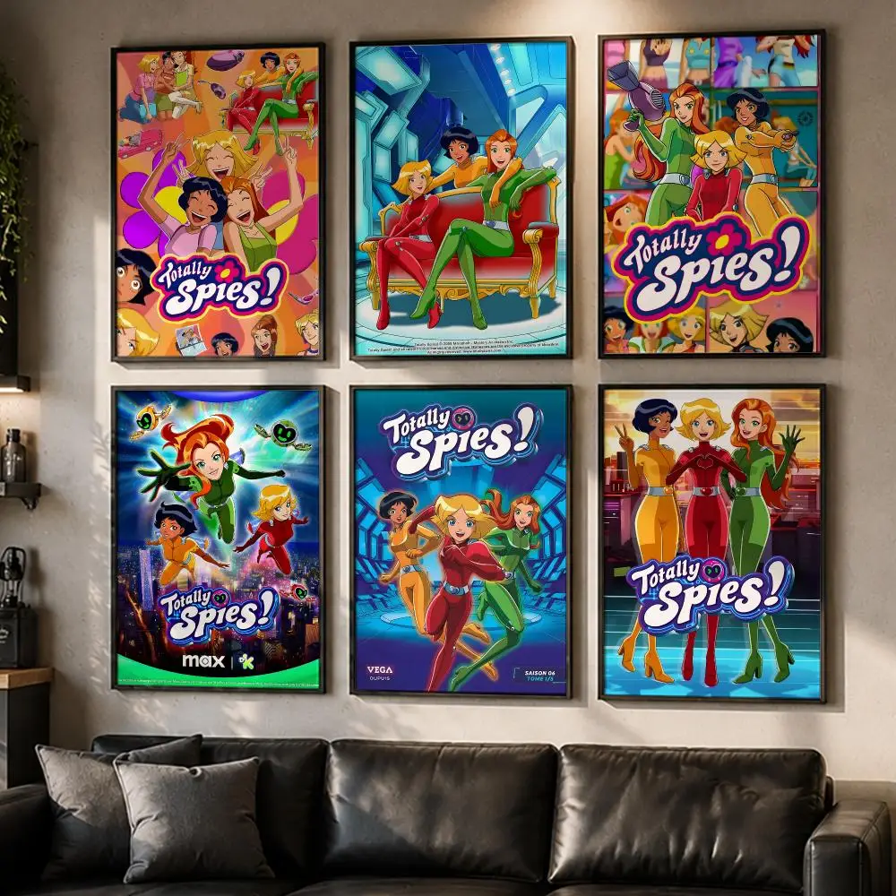 Trending Animation Totally Spies! Poster No Glue Residue Self-Adhesive Art Poster Wall Decor for Bedroom Living Room