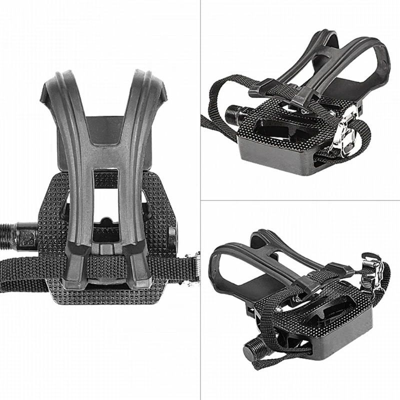 Pedals 9/16'' Spin Bike Pedals Pedal with Toe Clips and Straps Suitable