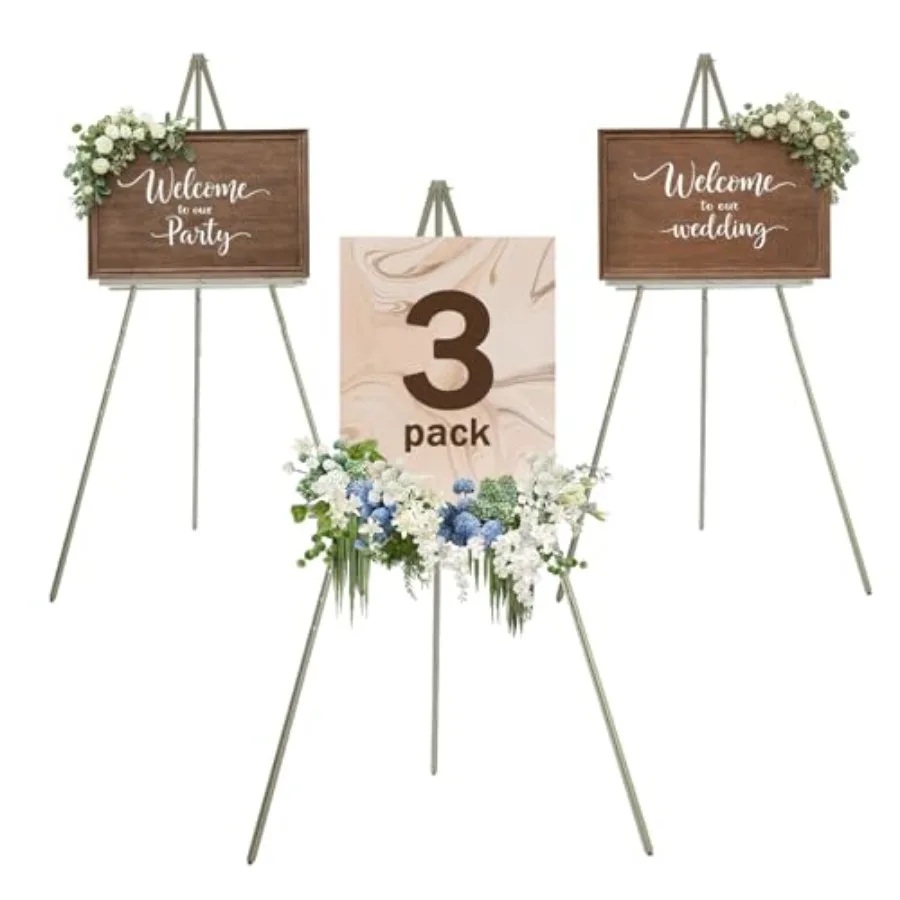 

3 Pcs 63" Wooden Easel Stand for Sign Dual-use Adjustable Hght Wood Floor Display Easel for Wedding Welcome Board Poster Pictur