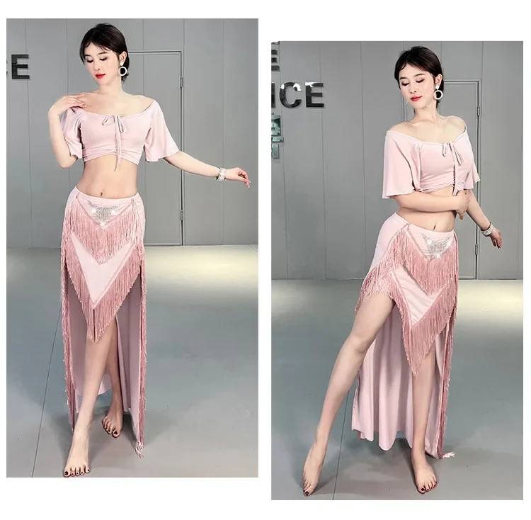 Belly Dance Sexy Costume Set Top and Skirt 2 Pcs Set Dancing Outfit For Adult Women's Stage Costume Worksuit Practice Clothes