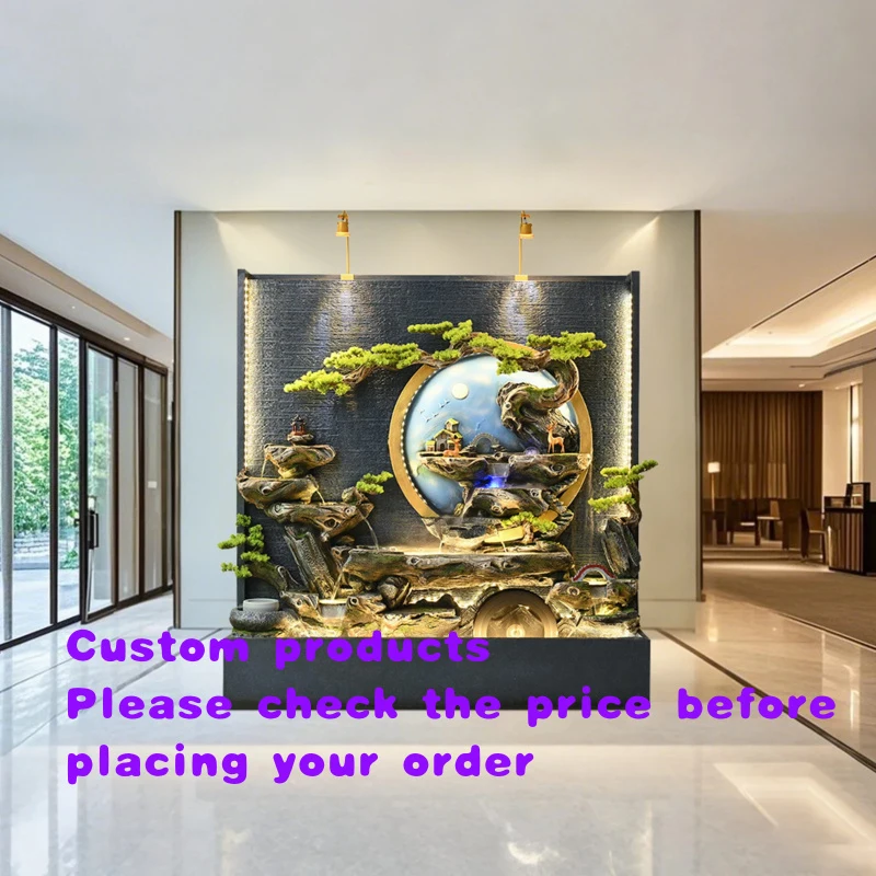 custom.Elegant resin fountain with LED lights indoor and outdoor decoration, quiet pump, stylish design，Suitable home ga