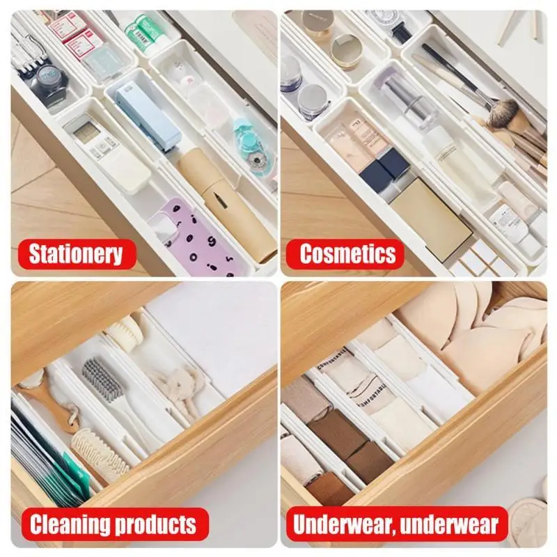 Silverware Drawer Organizer Expandable Utensil Tray for Kitchen Adjustable Flatware and Cutlery Holder White Cutlery Organiser