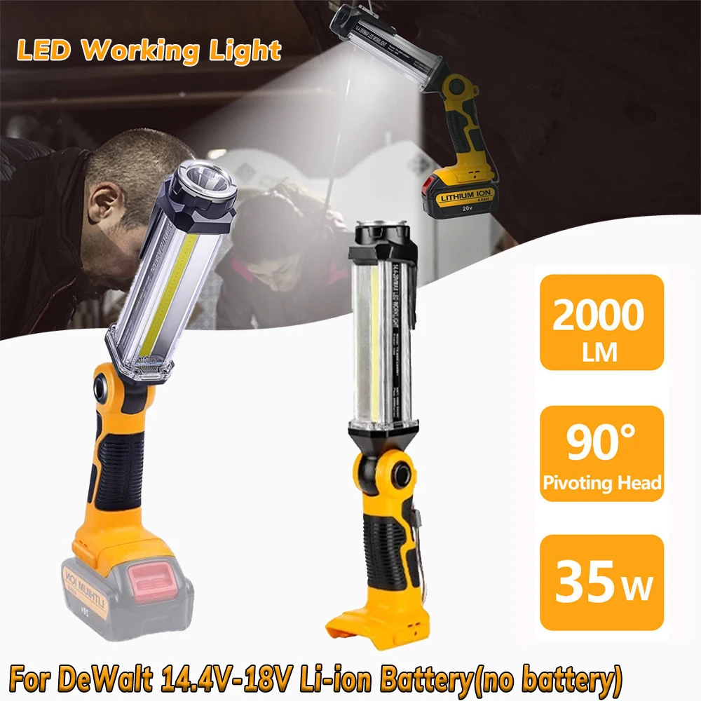 2000LM 14.4V-18V for Dewalt LED Work Light Li-ion Battery USB Flashlight New Portable LED Flashlight