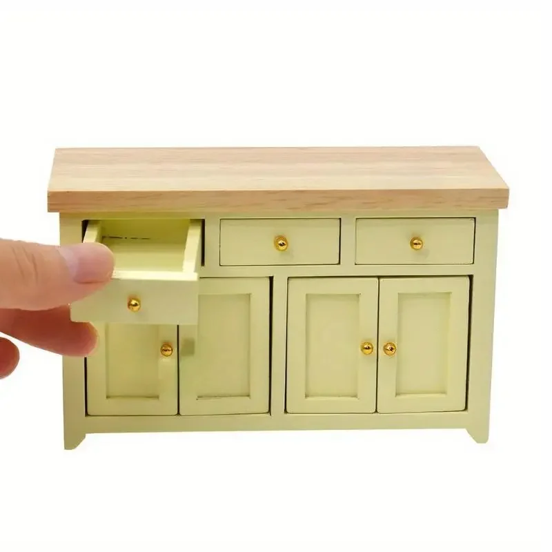 

1Pcs 1/12 Scale Dollhouse Cabinet Living Room Miniature Birch Doll House Simulation Storage Cabinet DIY Accessories