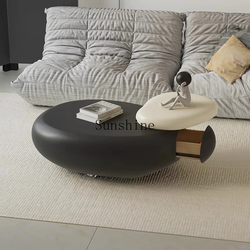 

Small apartment living room movable multi-function light luxury high-end coffee table