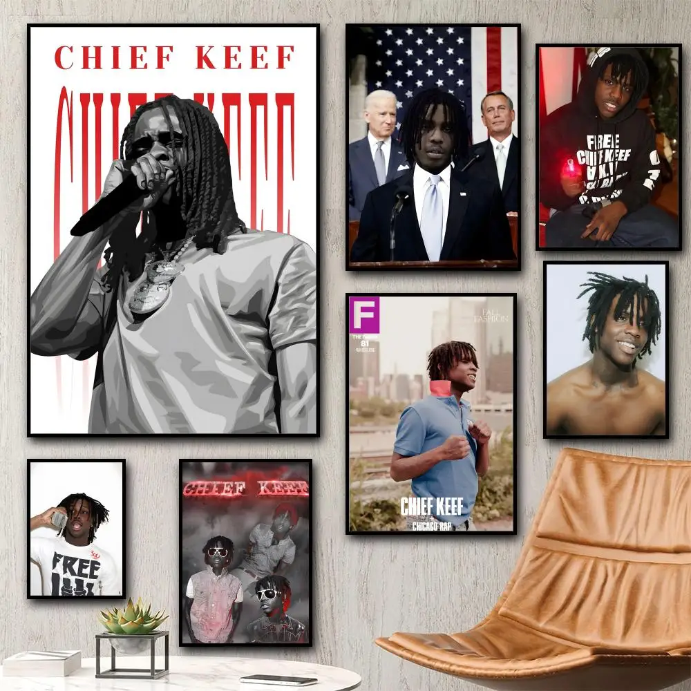 Hip Hop Rapper Chief Keef Painting Calligraphy HD Canvas Poster living room bedroom bar aesthetic decoration