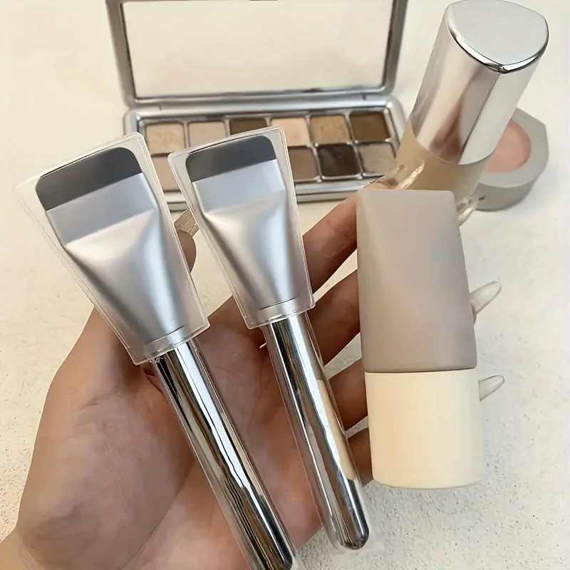 1pc, Ultra Fine Straight Line Foundation Make-up Brush, Flat Head Facial Mask, Makeup Tool, Non Absorbent