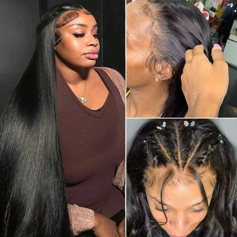 Прямые передние парики на сетке, человеческие волосы плотностью 200%, предварительно выщипанные натуральные черные для женщин, прозрачные натуральные волосы на сетке, фронтальные