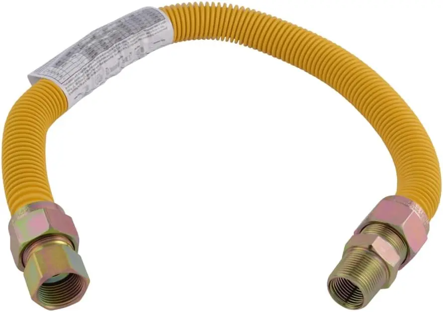 

24 Inch x 1 Inch OD Gas Line Connector with 3/4 Inch MIP x 3/4 Inch FIP Fitting Ends for Natural Gas and Liquid Propane,
