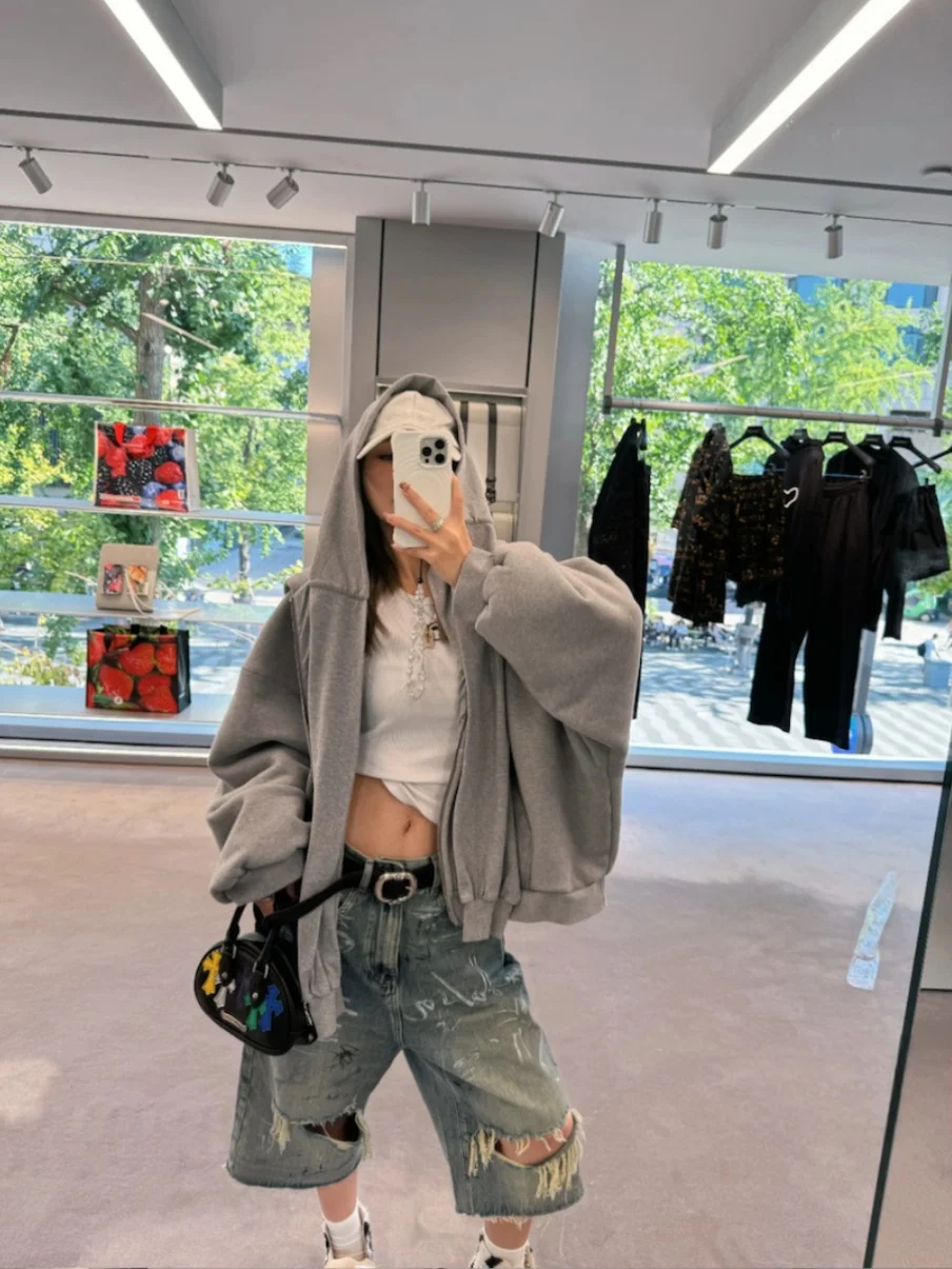 

Parisian Sle Hand-Painted fiti Hole Seven-Foot Loose Straight Jeans Men Women Summer Trendy Brand Casual orts