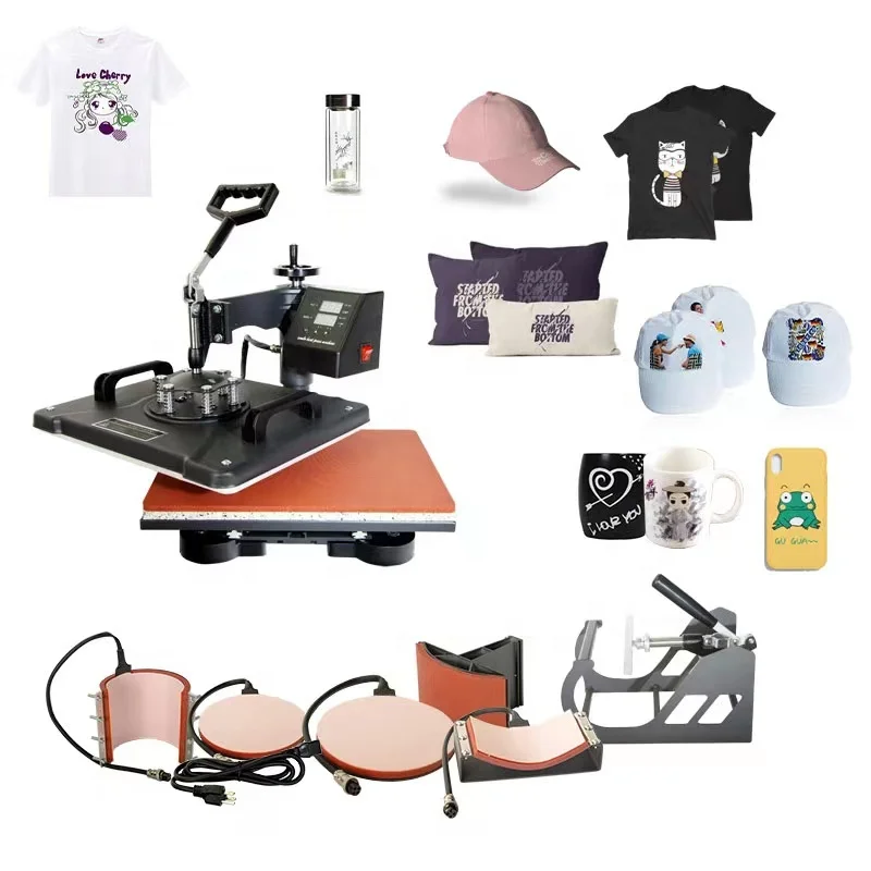 

Digital t shirt heat press transfer printer machines 38*38cm 5 IN1 Combo Mug Hat Pen Plate Puzzle Tshirt DIY Printing Machine