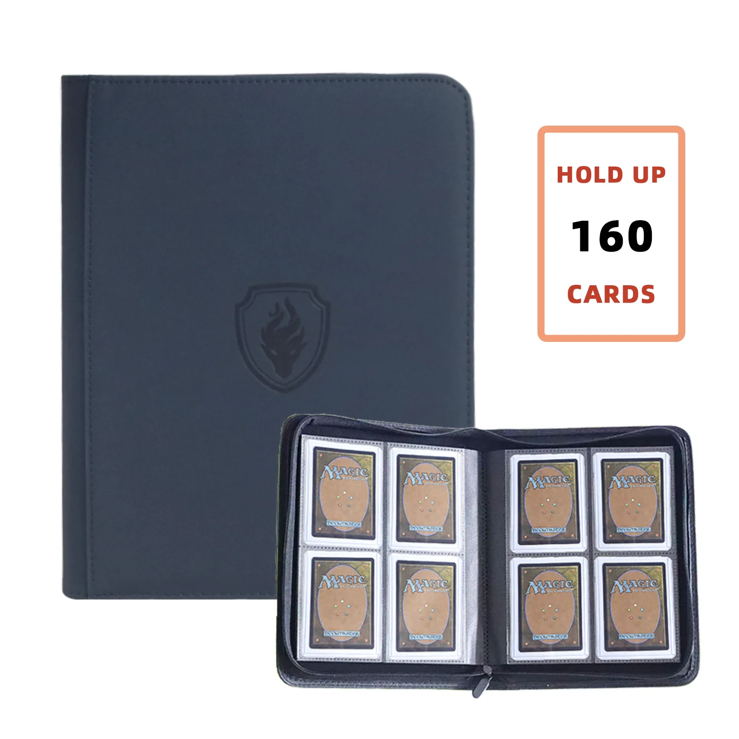 Houdt 160 kaarten vast | Ruilkaartbinder voor 3"×4" kaarten |   Dubbelzijdig album met 4 zakken | PU lederen ritsmap voor TCG/sportkaarten