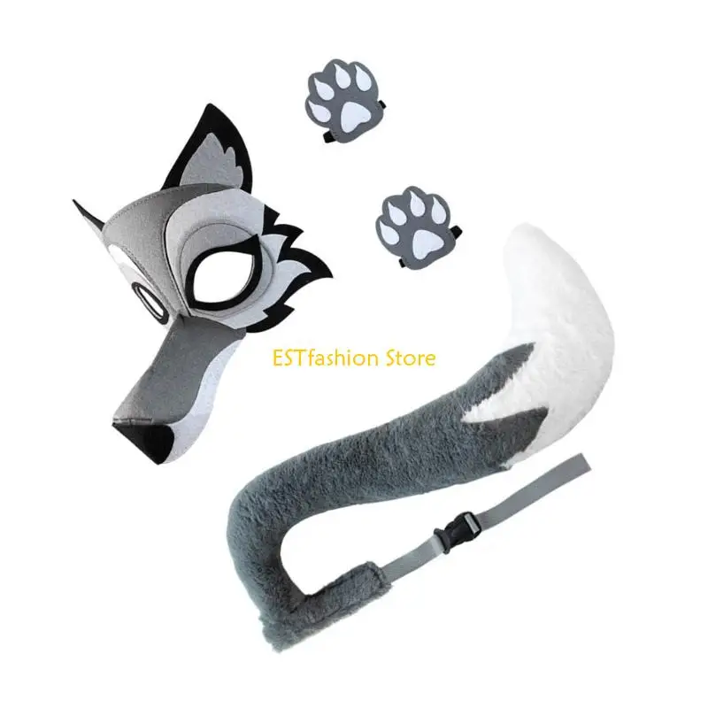 y5gc wolf costume for chil adult alval alloween wolf cosplay accossories تشمل القفازات الذئب الذئب الذئب الذئب الذئب