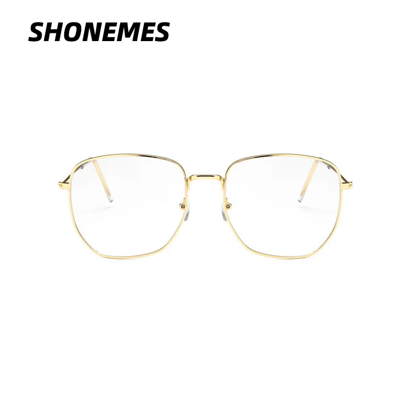 SHONEMES Polygonal Glasses Frame Retro Oversized Eyeglasses Frames Gold Silver Black for Men Women