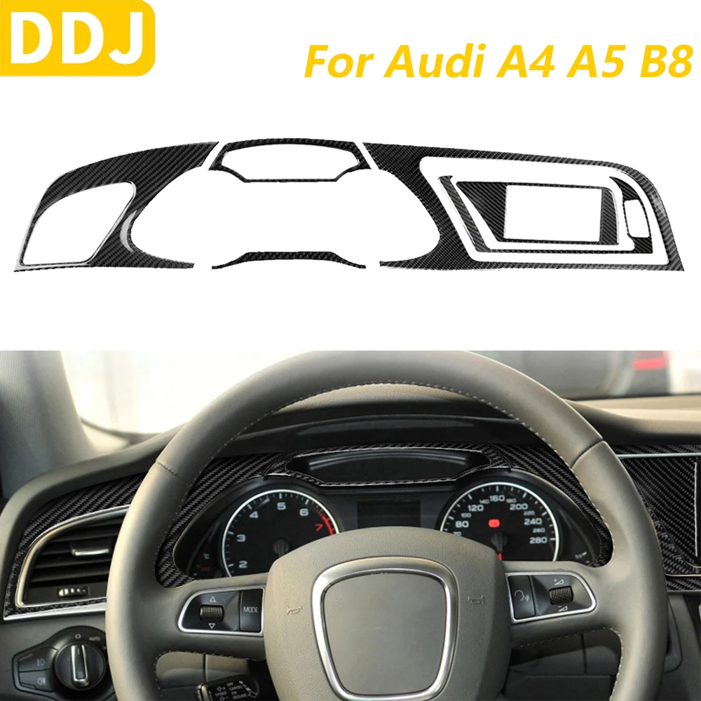 

For Audi A4 B8 2009 2010 Carbon Fiber Dashboard Speedometer Navigation Surround Cover Trim Set Car Accessories Interior Sticker