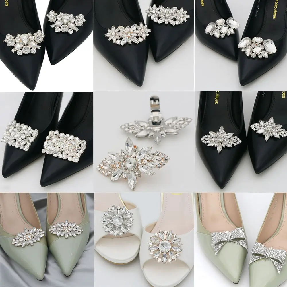 Shoe Clip Wedding Shoes High Heel Women Bride Decoration Rhinestone Shiny Decorative Clips Charm Buckle