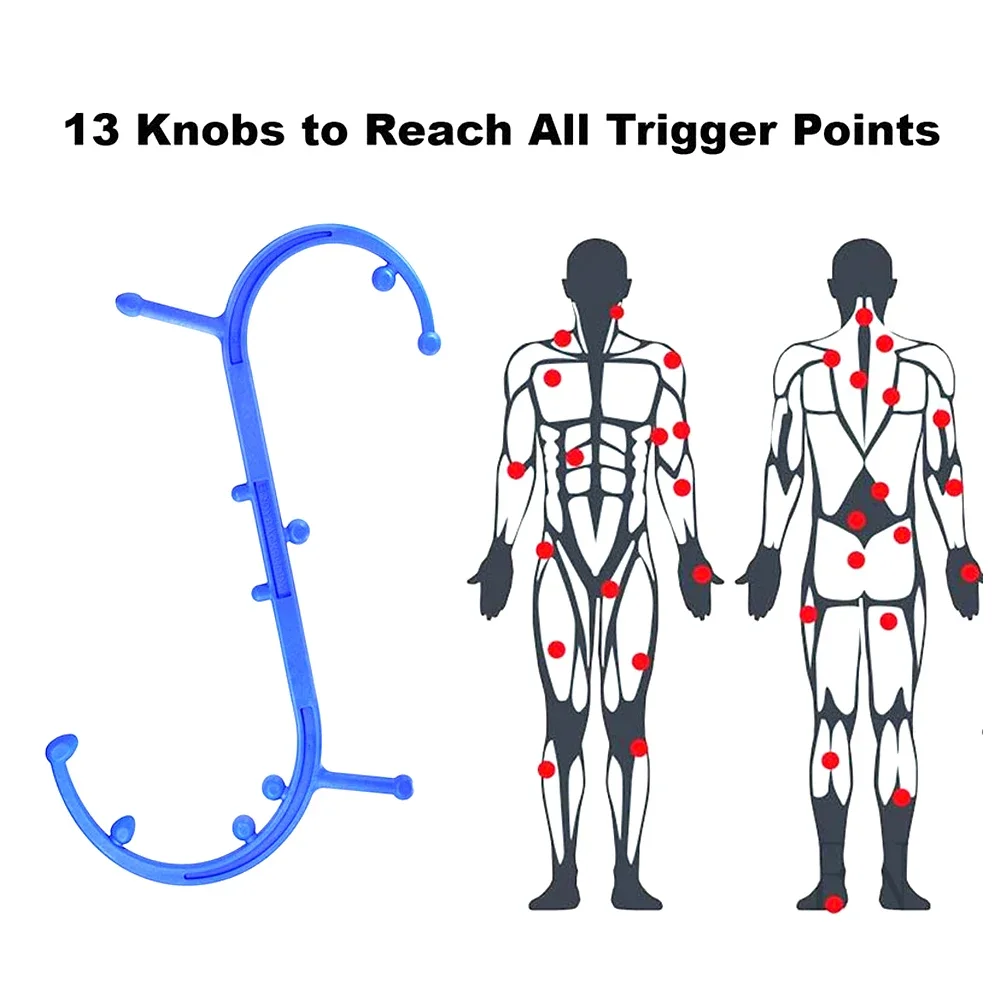 Canna con punto trigger per massaggio, tessuti profondi per il corpo, schiena portatile, collo, spalle, strumento di rilascio muscolare, canna con gancio per automascolare per donne e uomini