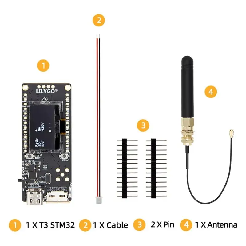 LILYGO T3 STM32 Lora Board Onboard 0.96 Inch 12C OLED Low Power Lora Transceiver SSD1315 Driver Development Kit