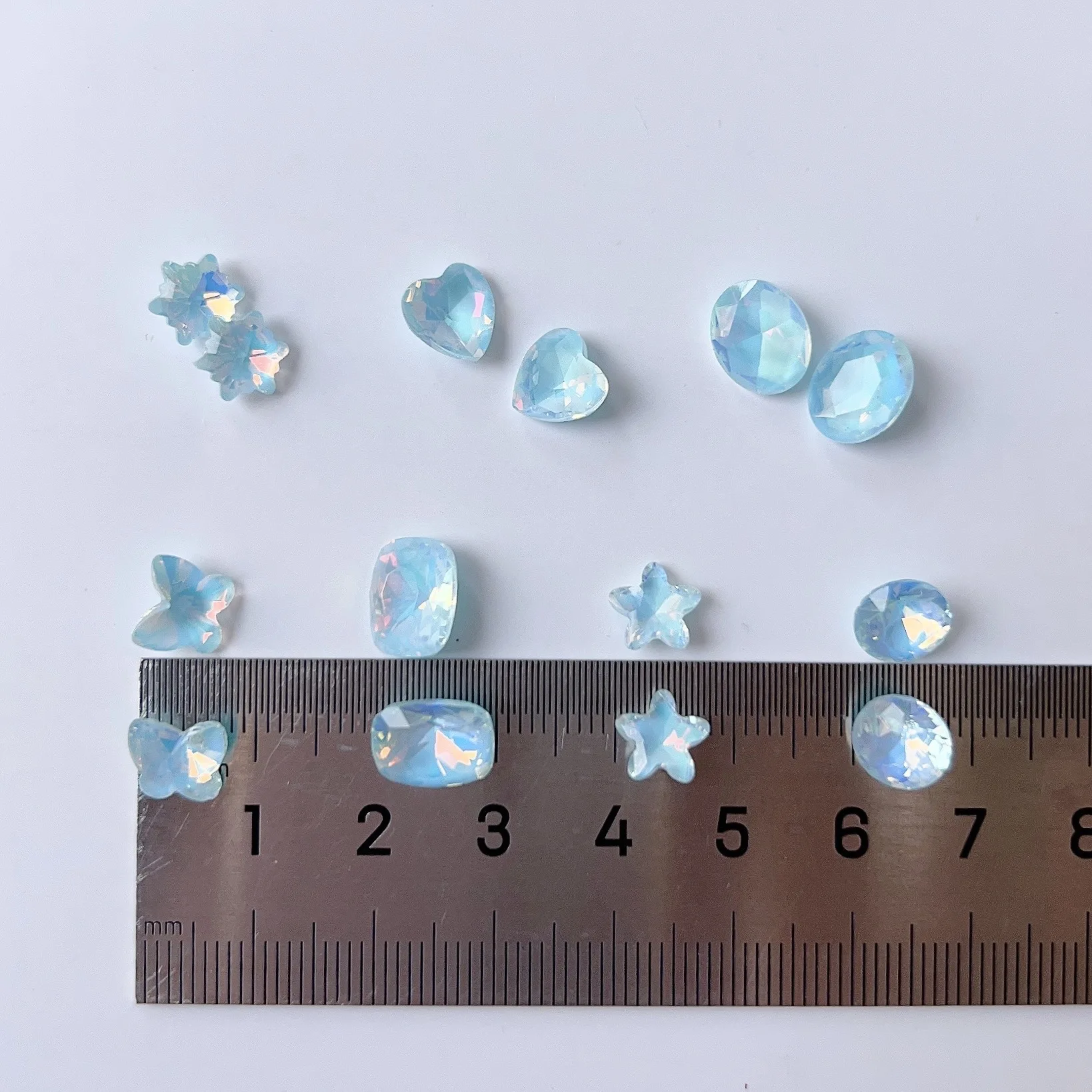 8Mm K9 Blauwe Kristallen Steentjes Op Nagels Puntige Onderkant Diamant Gezicht Nail Art Strass Glas 3d Manicure Diy Decor Accessoires