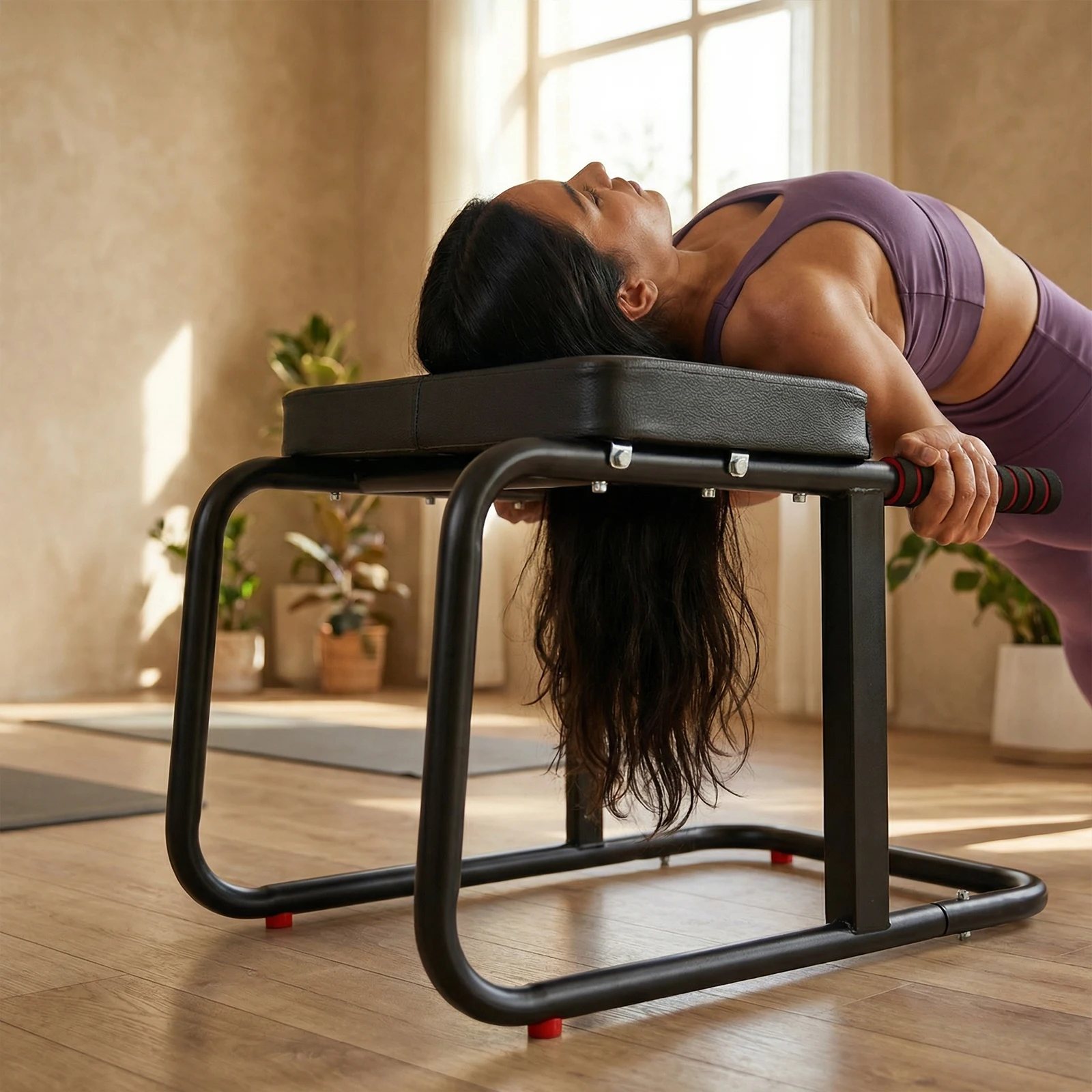Yoga Headstand Bench Loading 550Lbs Handstand Trainer Bench with Anti-Slip Mat Metal Frame & PU Pads for Workout Fitness and Gym
