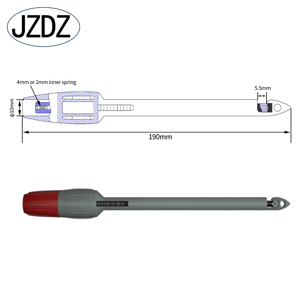 Imagem -03 - Jzdz-sonda Piercing do Fio de Isolamento Clipes Piercing para Multímetro Tensão Voltímetro Teste do Termômetro J30039b Pcs
