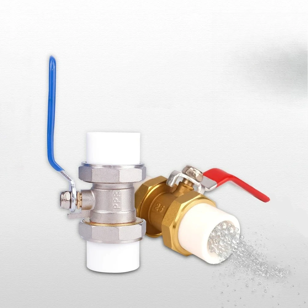 BSPT 1/4 "3/8" 1/2 "3/4" 1 "1-1/4" مزدوج الاتحاد النحاس PPR الكرة صمام المقبس لايف ربط الحرارة الانصهار السباكة المناسب 20/25/32 #5