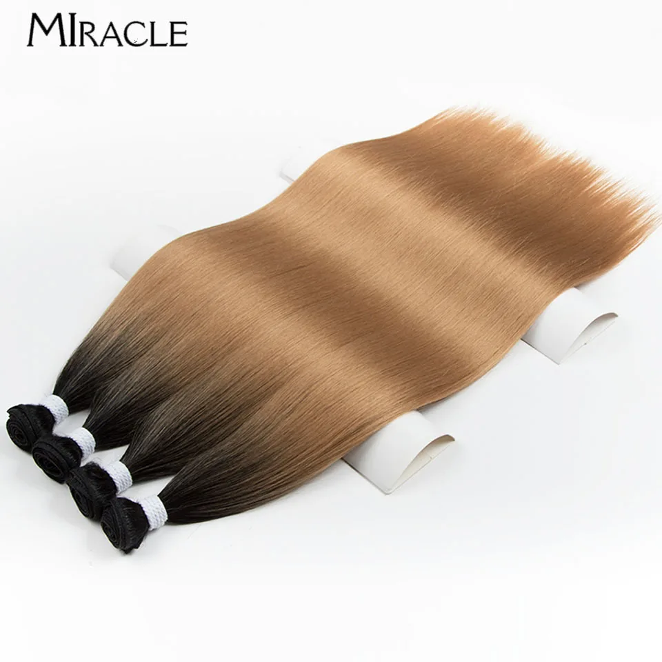 MIRACLE-extensiones de cabello sintético Natural para mujer, postizo largo y liso de 30 pulgadas, color rubio y rojo