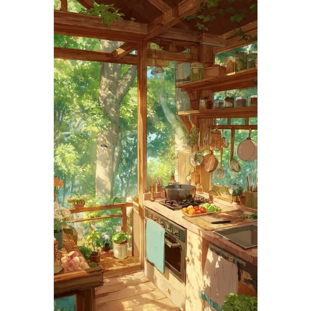 500/1000/1200/2000PCS Puzzle Kitchen Tree View Jigsaw Puzzles Leisure and Relaxation DIY Modern Home Decor Educational Gift